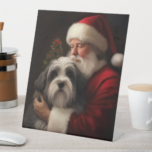 Expositor En L Terrier Tibetano Papá Noel Navideño Festivo