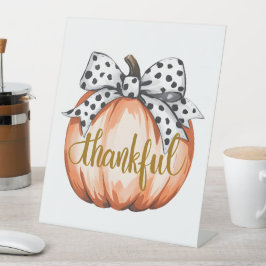 Expositor En L Thankful Pumpkin with Polka Dot Bow 