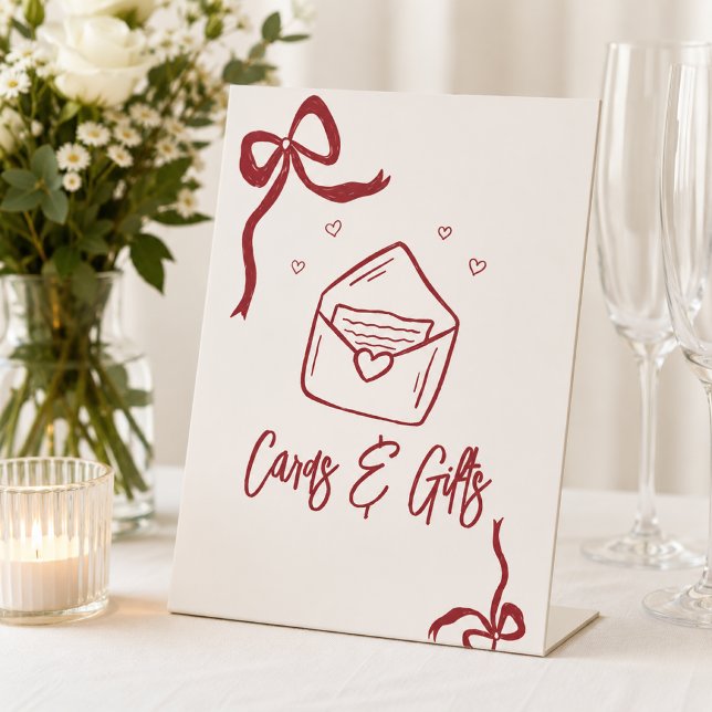 Expositor En L That's Amore Tarjetas y Regalos (cards and gifts sign red bow)