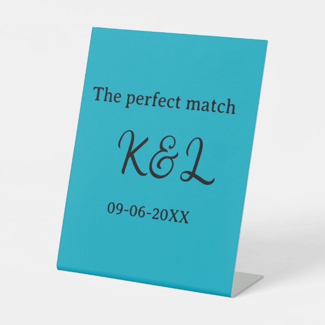 Expositor En L The perfect match couple name letter date blue sim (Anverso)