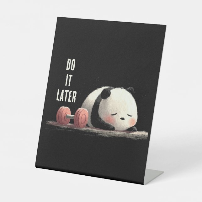 Expositor En L Tired Panda Gym – Cute Funny Workout Art (Anverso)