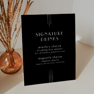 Expositor En L TODOS LOS Bodas Art Deco Negro Bebidas con firma