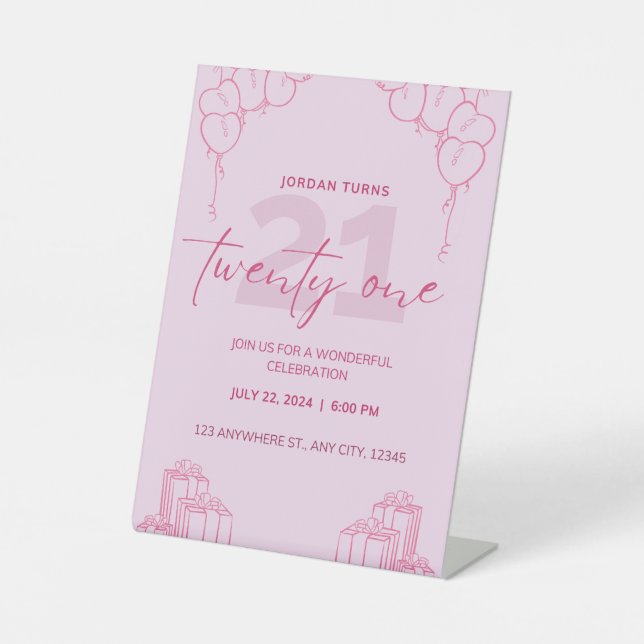 Expositor En L Todos los Pedestales de Cumpleaños Rosado (Anverso)