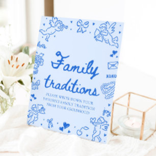 Expositor En L Tradiciones Familiares de Baby Shower Dibujadas a