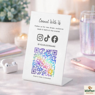 Expositor En L Trendy Holographic QR Code | Connect With Us 