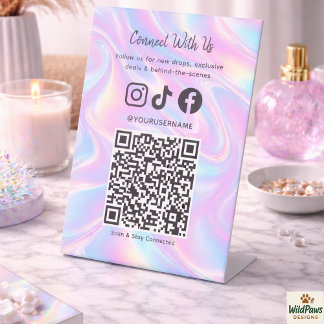 Expositor En L Trendy Holographic QR Code | Connect With Us 