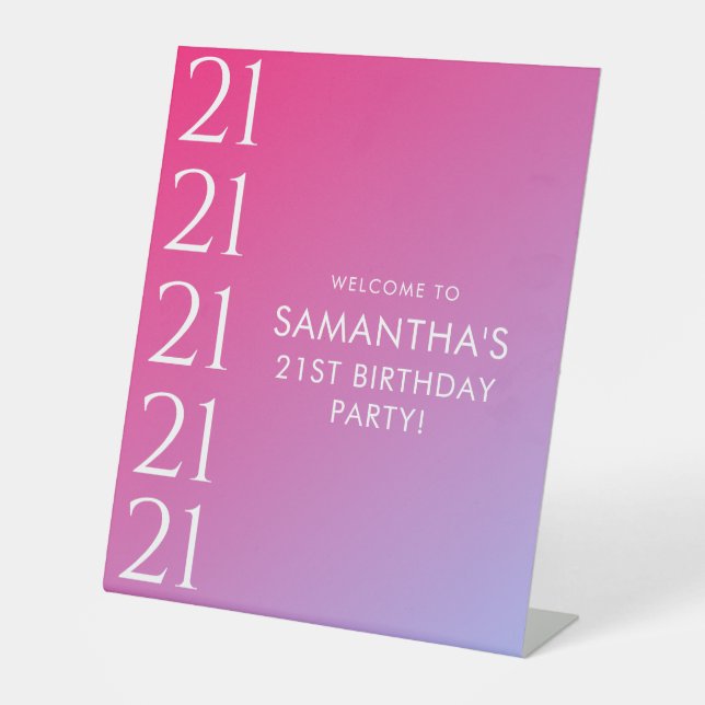 Expositor En L Trendy Modern Bold Pink Gradient 21st Birthday (Anverso)