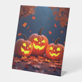 Expositor En L Tres calabazas sonriendo