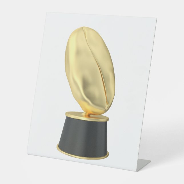 Expositor En L Trofeo dorado con grano de café (Anverso)