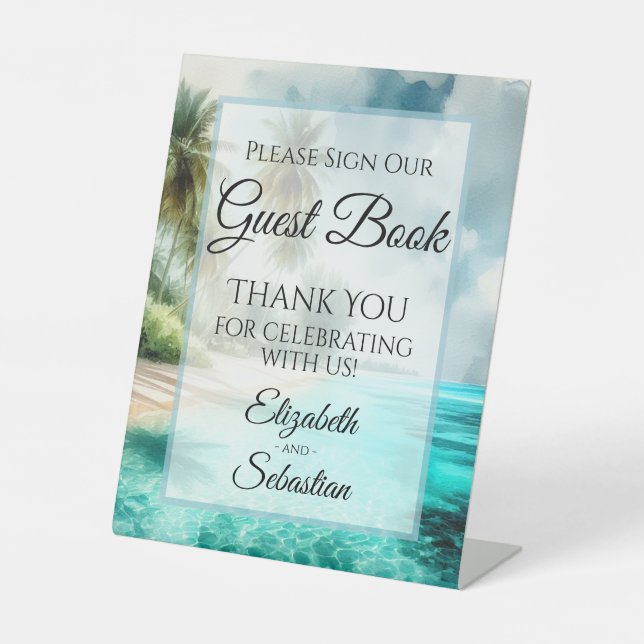 Expositor En L Tropical Beach Please Sign Our Guestbook Sign (Anverso)