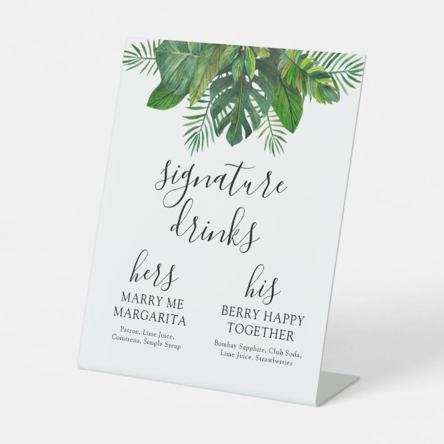 Expositor En L Tropical Leaves Signature Drink Sign (Anverso)