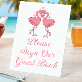 Expositor En L Tropical Pink Flamingo Beach Wedding Guest Book
