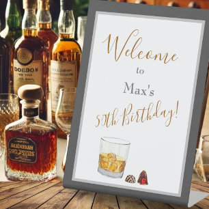 Expositor En L Trufas de Chocolate Acuarela Whiskey Cumpleaños