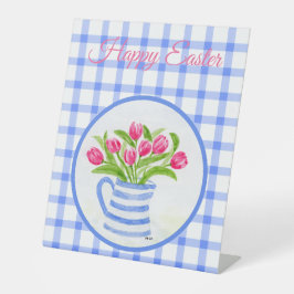 Expositor En L Tulipanes de acuarela de Pascua feliz Azul Chech