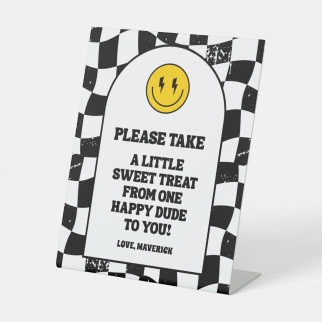 Expositor En L Un chico feliz, retro, primer cumpleaños (Anverso)