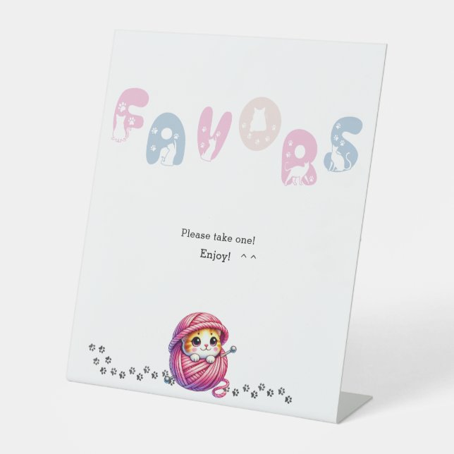 Expositor En L Un gato lindo 1 cumpleaños a favor (Anverso)