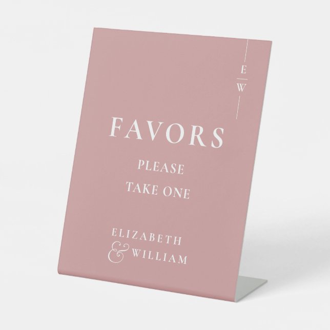 Expositor En L Un monograma moderno Rosa polvoriento favorece al  (Anverso)