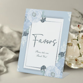 Expositor En L Un niño floral azul Baby Shower favorece el Rótulo