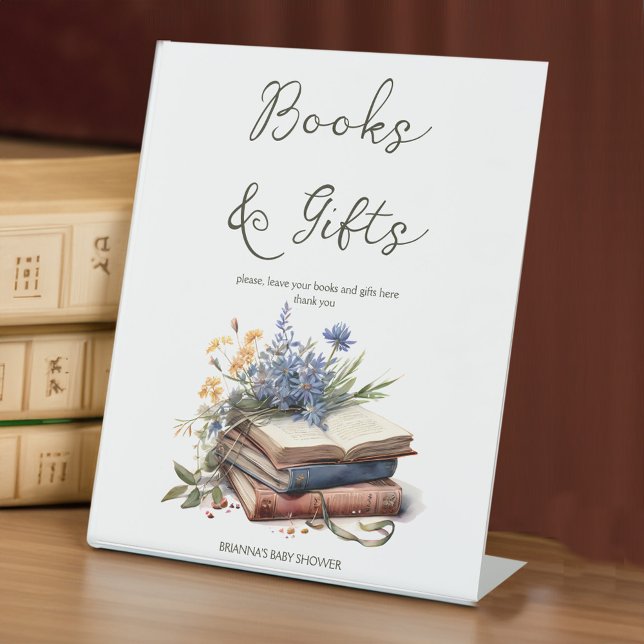Expositor En L Un nuevo libro de capítulo sobre regalos de bebé e (A new chapter story book baby shower gifts and books table pedestal sign personalized decor)