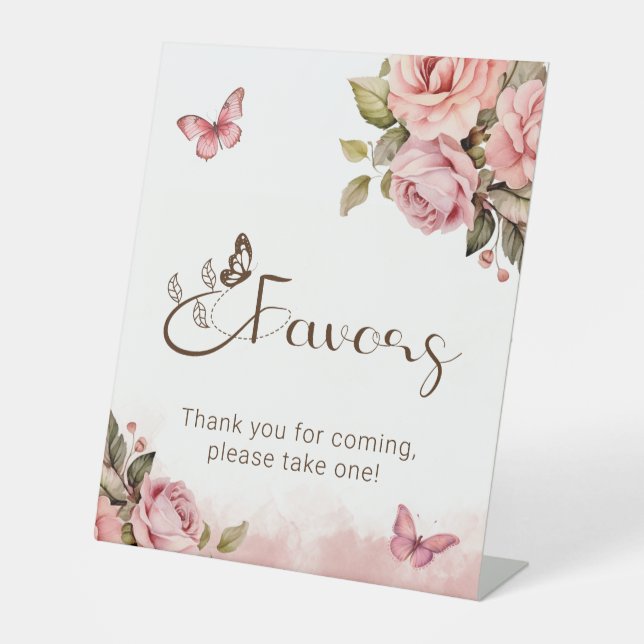 Expositor En L Un poco de mariposa en Baby Shower favorece (Anverso)