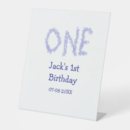 Expositor En L Un purpurina azul niño moderno de primer cumpleaño