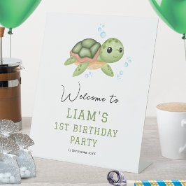 Expositor En L Under the sea first birthday tabletop Welcome Sign