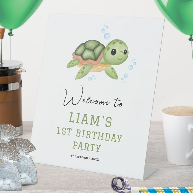 Expositor En L Under the sea first birthday tabletop Welcome Sign (Subido por el creador)