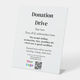 Expositor En L Unidad de donación añadir fecha de dirección logot