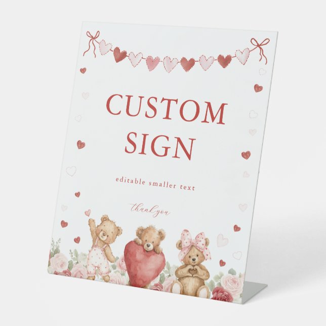 Expositor En L Valentine Little Sweetheart Baby Shower Sign (Anverso)
