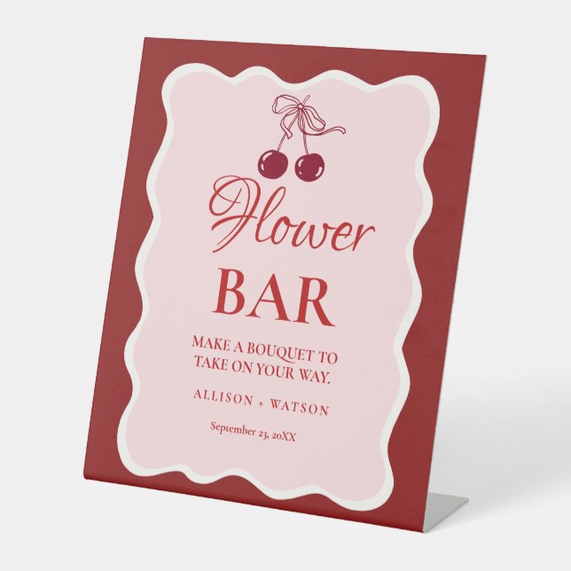Expositor En L Valentine Pink Heart bridal shower flower bar Sign (Anverso)