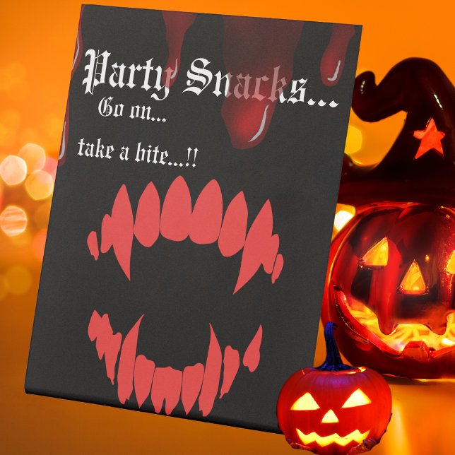 Expositor En L Vampiros Bite Halloween Fiestas Snacks (Vampires Bite Table Top Snack Sign)
