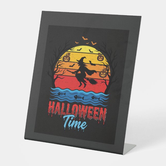 Expositor En L Vector Bruja Atardecer Halloween (Anverso)
