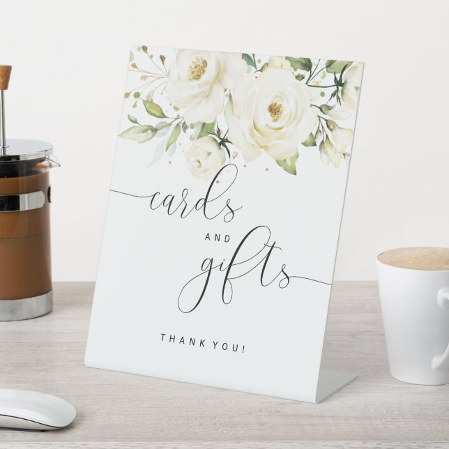 Expositor En L Vegetación Elegantes tarjetas de rosa blanca y reg (In Situ)