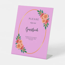 Expositor En L Vegetación floral acuarela en Boda de marco dorado