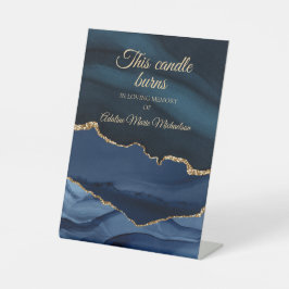 Expositor En L Vela conmemorativa de boda arde azul marino dorado