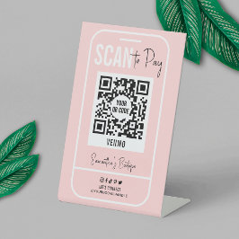 Expositor En L Venmo Código QR Pago Rubor Logotipo rosa escaneado