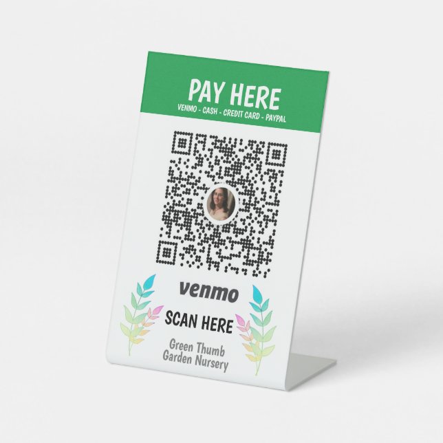 Expositor En L Venmo de código QR para guardería de jardín person (Anverso)