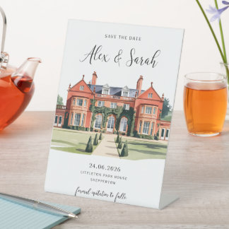 Expositor En L Venue Guardar la sede del Boda de la tarjeta de fe