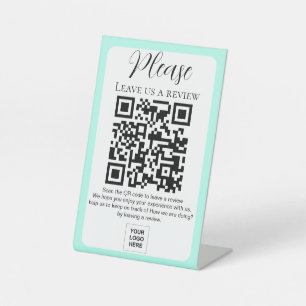 Expositor En L Verde azulado Déjenos una revisión Código QR Rótul