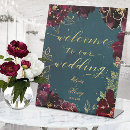 Expositor En L Verde azulados burdeos Jewel Tones Bienvenidos Bod