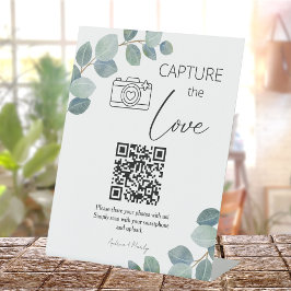 Expositor En L Verde Compartir fotos Bodas simples con código QR