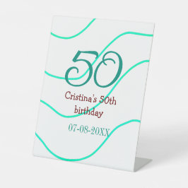 Expositor En L Verde rojo 50 cumpleaños fecha de añadir nombre p