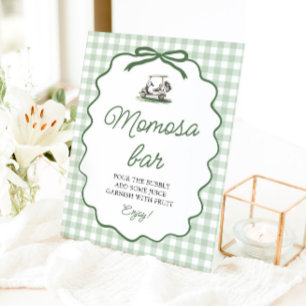 Expositor En L Verde Salvia Gingham Golf Mamá Bar Ducha de Bebé