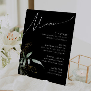 Expositor En L Verdor caprichoso y oro   Menú Boda negro