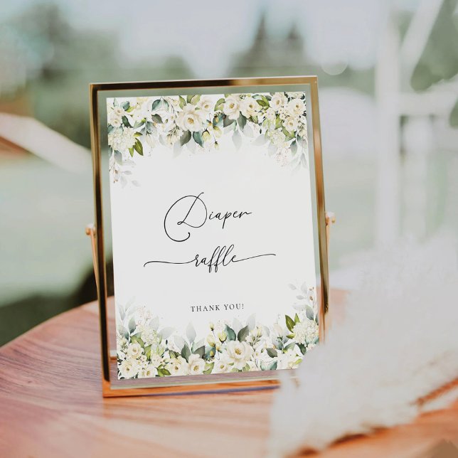 Expositor En L Verdor Rótulo de Rosas Blancas Diaper Raffle (Subido por el creador)