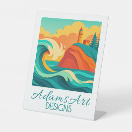 Expositor En L Vibrant Coastal Lighthouse Wave Papercut Art