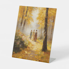 Expositor En L Victorian Ladies Autumn Forest Stroll Oil Painting