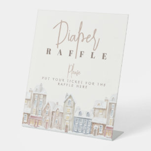 Expositor En L Village Winter Snow Town Diaper Raffle Baby Shower