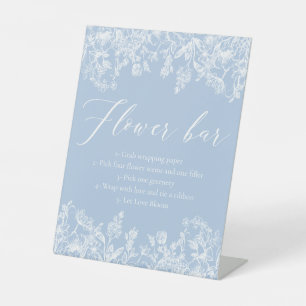Expositor En L Vintage Blue Floral Bridal Shower Flower Bar Rótul