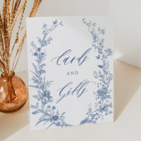 Vintage Blue Floral Cards and Gifts Table Rótulo